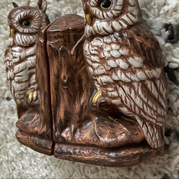 SOLD Vintage Owl Brown Bookends - Picture 3 of 6